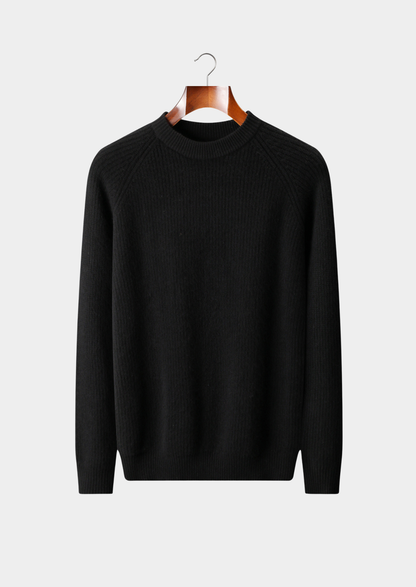 Pure Extra-Fine Merino Wool Ribbed Raglan Crewneck | Auremmont