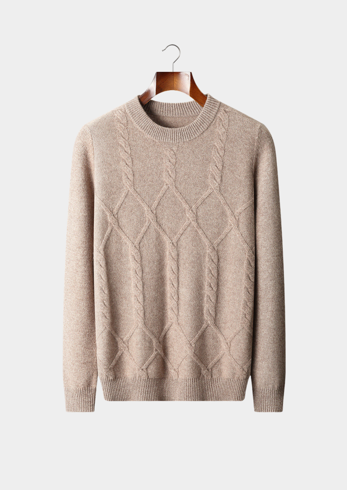 Pure Extra-Fine Merino Wool Cable Crewneck | Auremmont