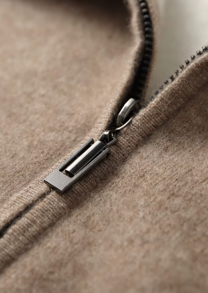Premium Cashmere Two Tone Zipper Hoodie | Auremmont