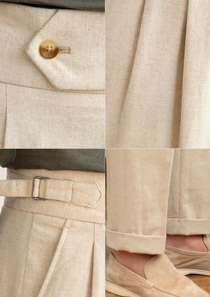 Napoli Pleated Coastal Trousers - Sand | Auremmont