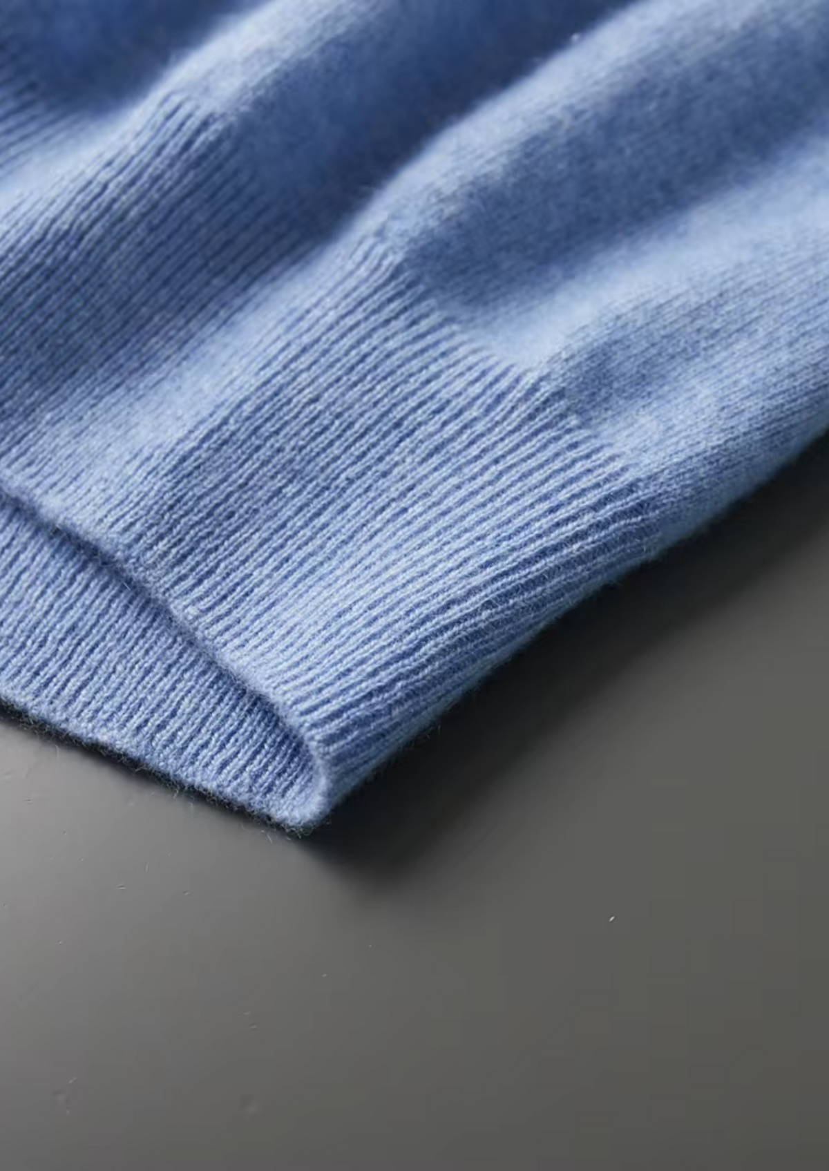 Premium Cashmere Classic Crewneck T-Shirt - Light Blue | Auremmont