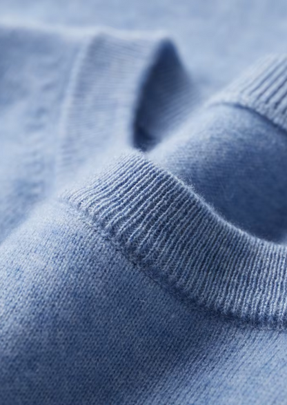 Premium Cashmere Classic Crewneck T-Shirt - Light Blue | Auremmont