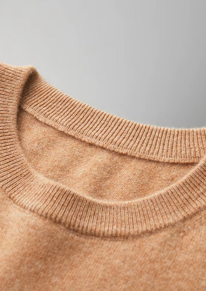 Premium Cashmere Classic Crewneck T-Shirt - Honey Mustard | Auremmont