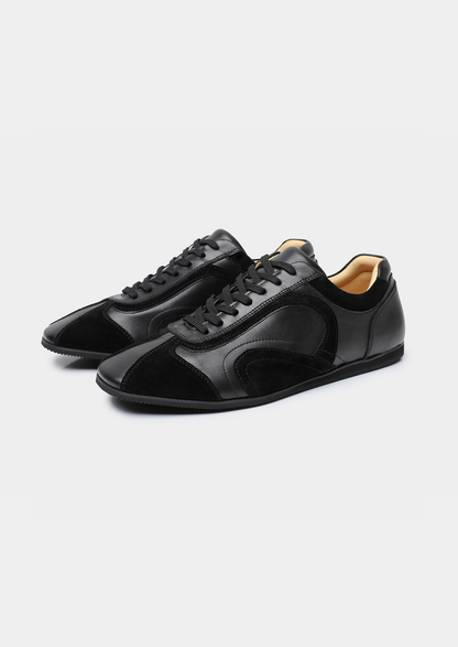 Black Retro Hybrid Suede Leather Runner | Auremmont