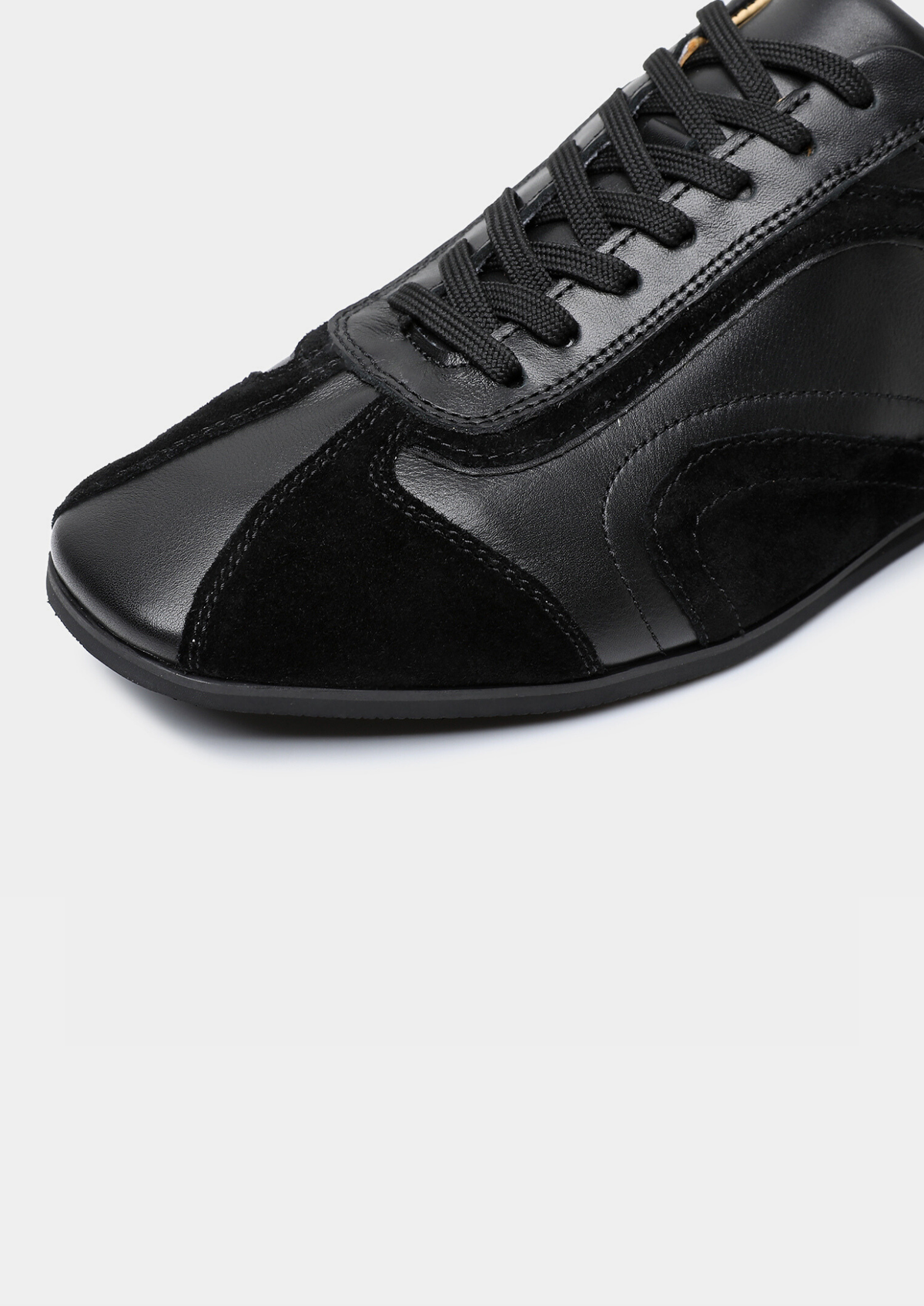 Black Retro Hybrid Suede Leather Runner | Auremmont