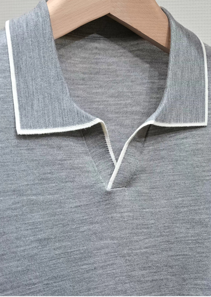 Ellis Light Gray Lightweight Polo Shirt | Auremmont