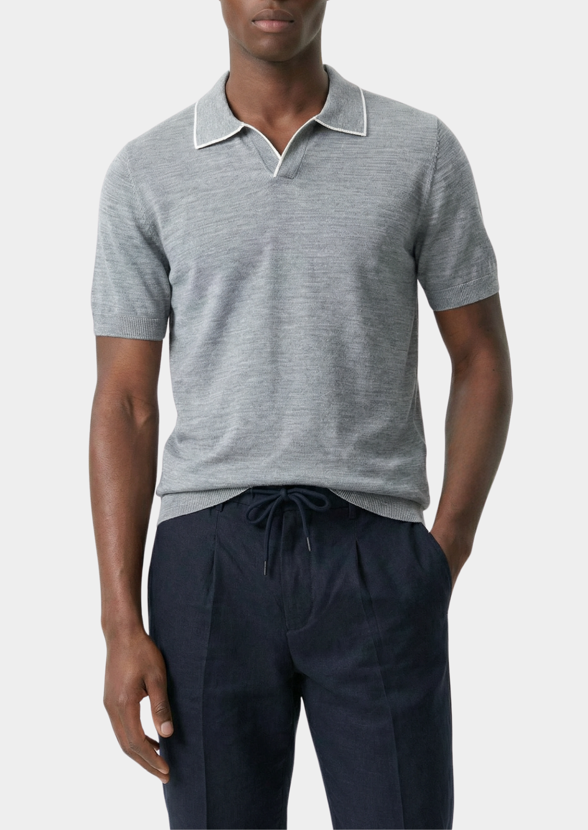 Ellis Light Gray Lightweight Polo Shirt | Auremmont