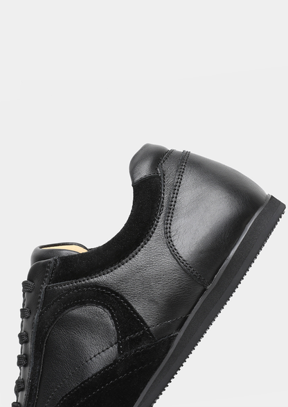 Black Retro Hybrid Suede Leather Runner | Auremmont