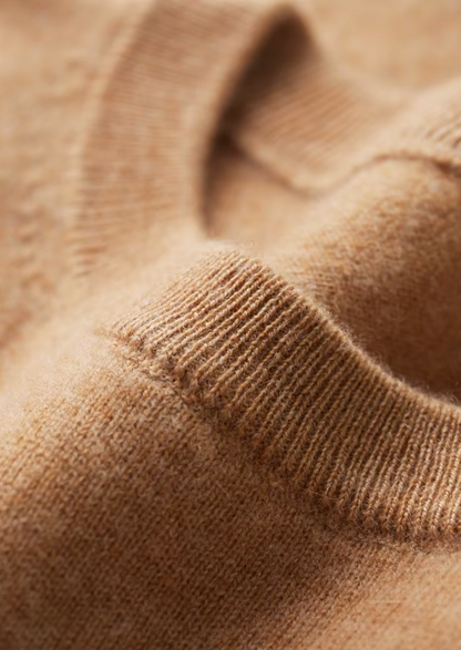 Premium Cashmere Classic Crewneck T-Shirt - Honey Mustard | Auremmont