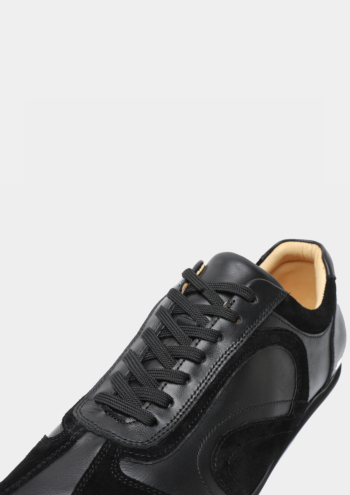 Black Retro Hybrid Suede Leather Runner | Auremmont