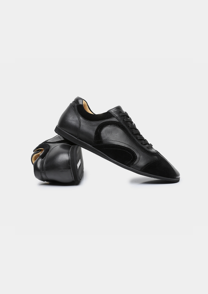 Black Retro Hybrid Suede Leather Runner | Auremmont