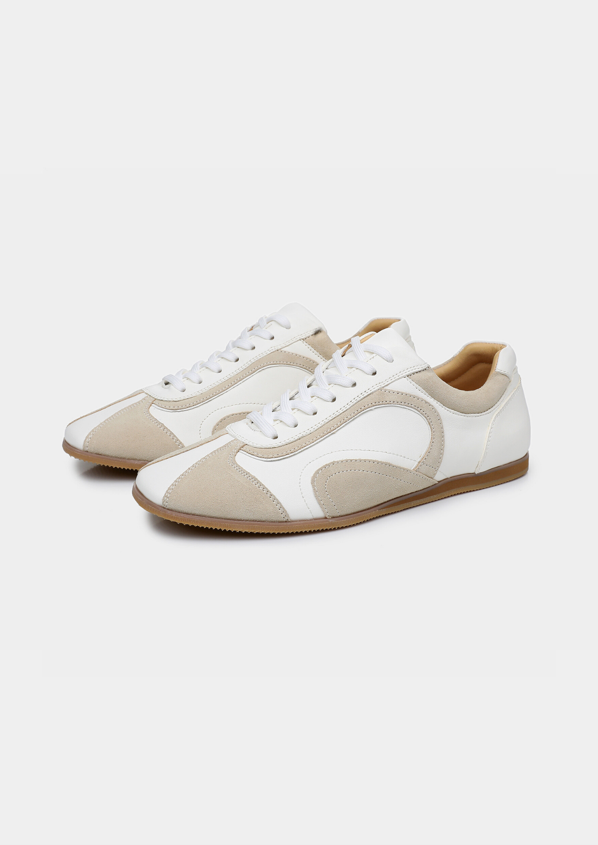 White Retro Hybrid Suede Leather Runner | Auremmont