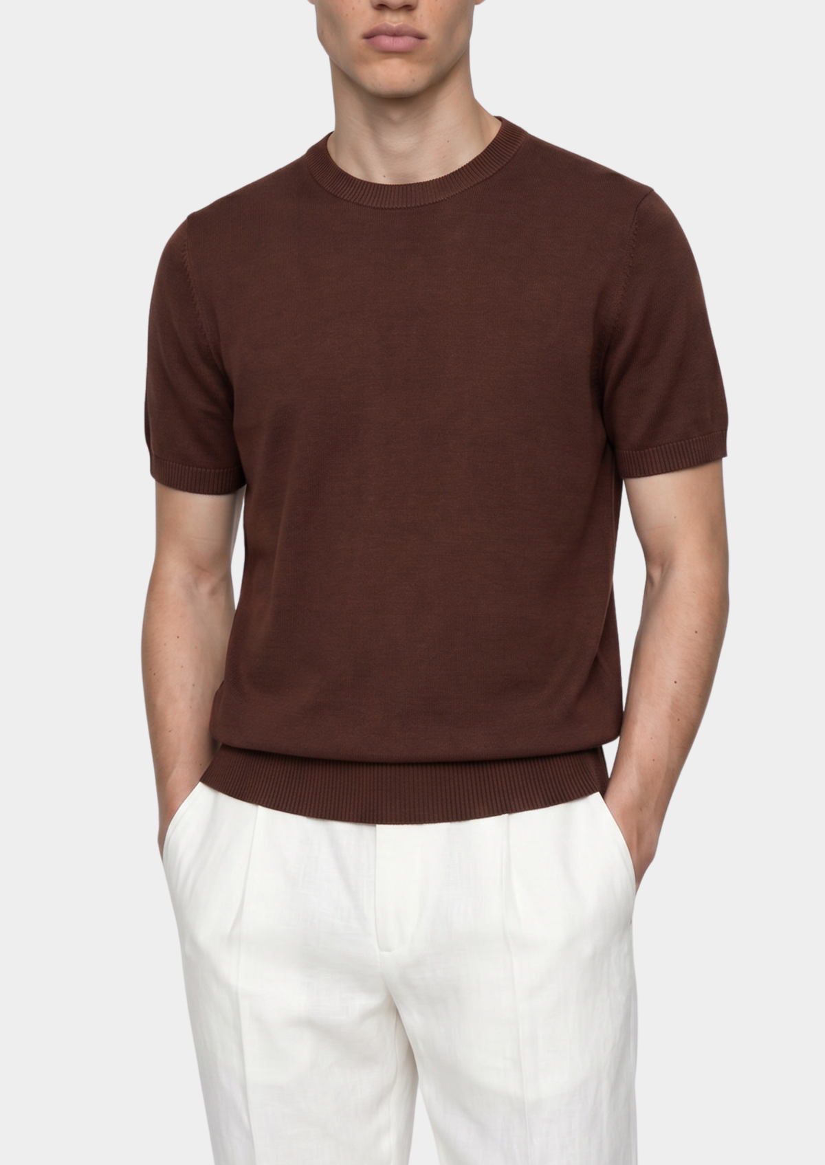 Essential Coffee Knitted Crewneck T-Shirt | Auremmont
