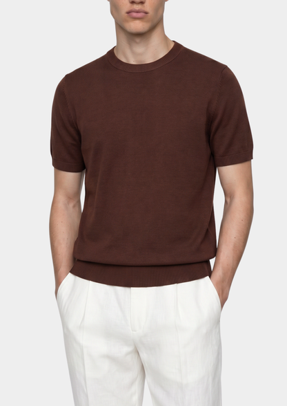 Essential Coffee Knitted Crewneck T-Shirt | Auremmont