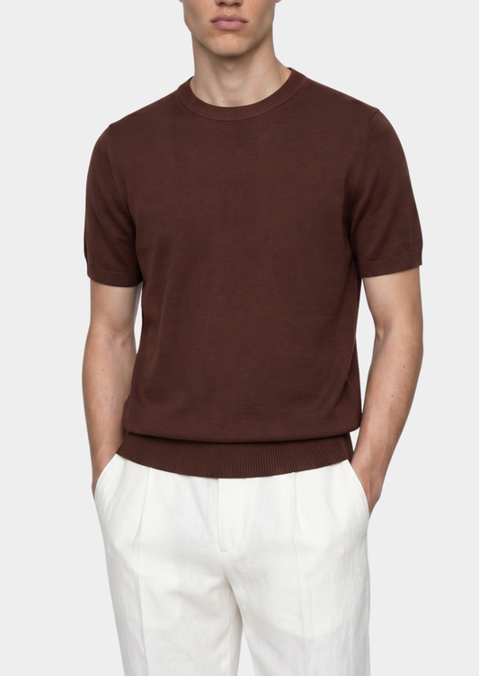 Essential Coffee Knitted Crewneck T-Shirt | Auremmont