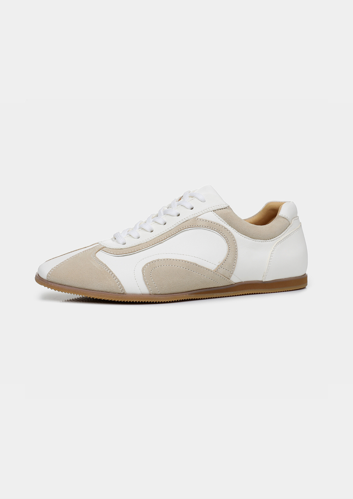 White Retro Hybrid Suede Leather Runner | Auremmont