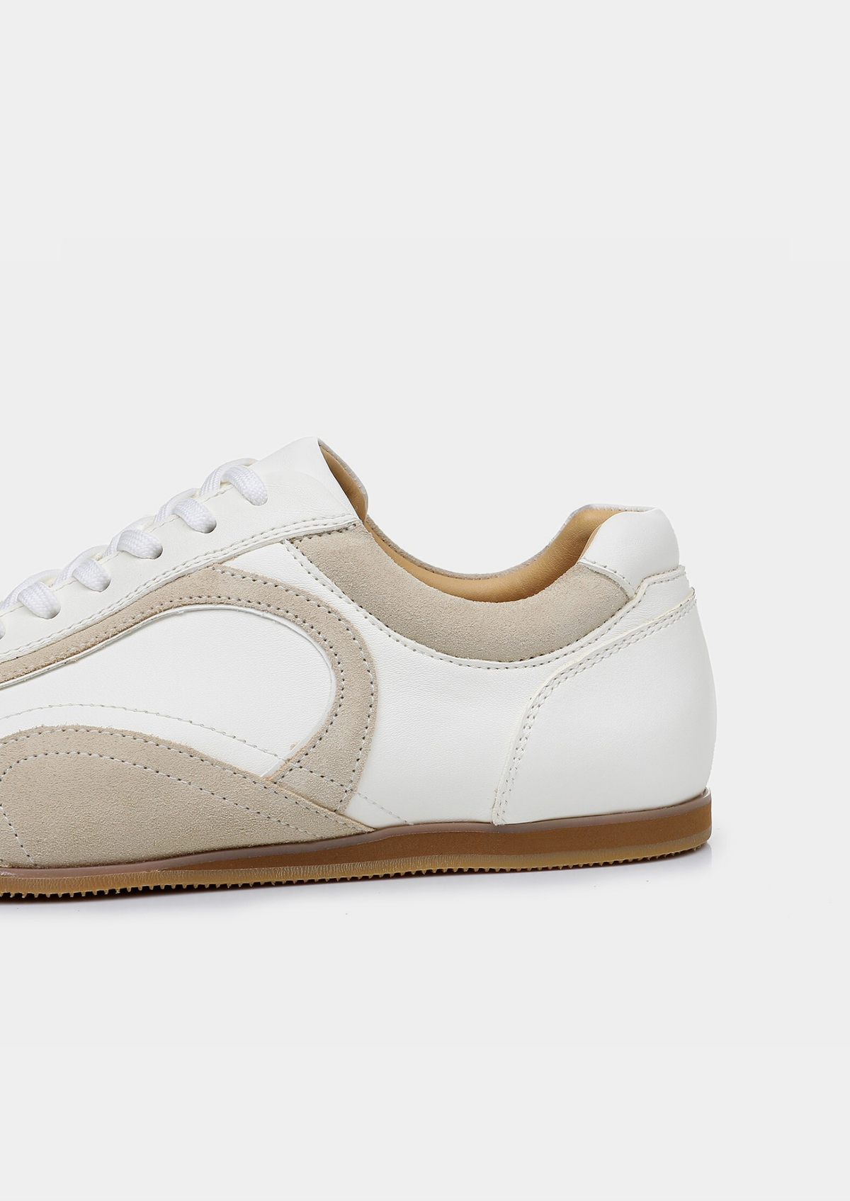White Retro Hybrid Suede Leather Runner | Auremmont