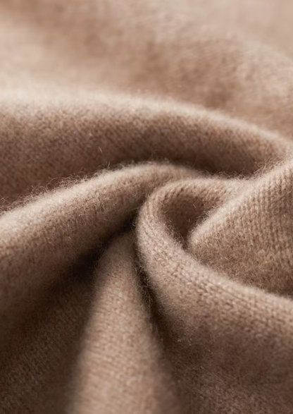 Pure Cashmere Beige Funnel Neck Cardigan | Auremmont