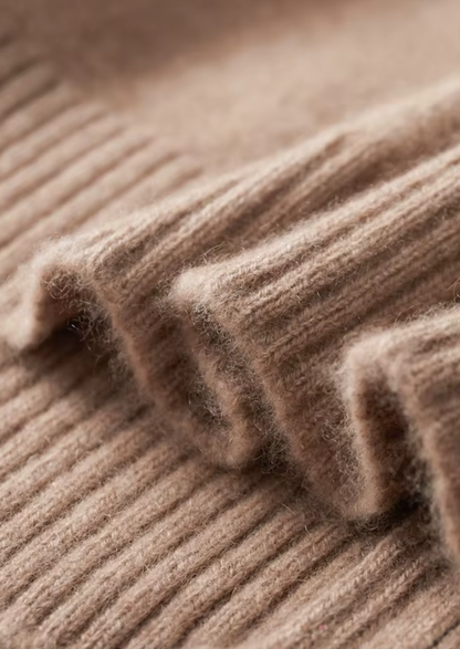 Pure Cashmere Beige Funnel Neck Cardigan | Auremmont