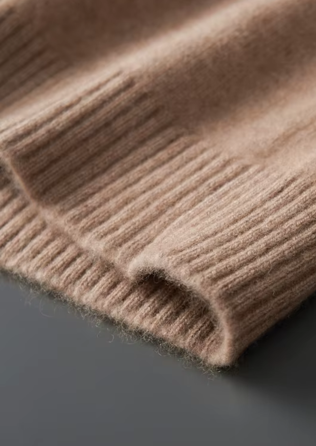 Pure Cashmere Beige Funnel Neck Cardigan | Auremmont