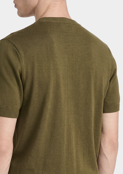 Essential Olive Knitted Crewneck T-Shirt | Auremmont