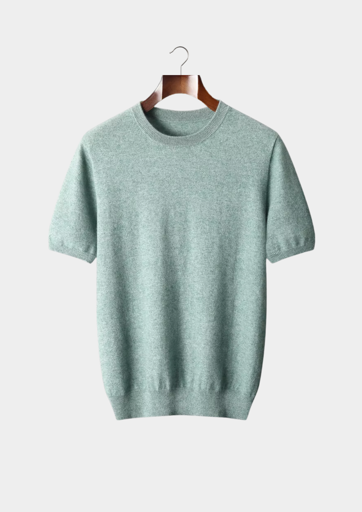 Premium Cashmere Classic Crewneck T-Shirt - Verdant Slate | Auremmont