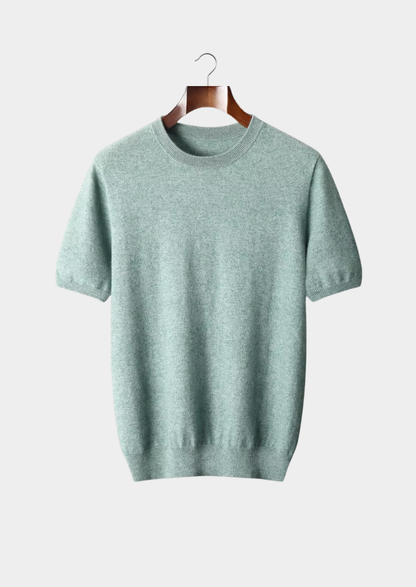 Premium Cashmere Classic Crewneck T-Shirt - Verdant Slate | Auremmont