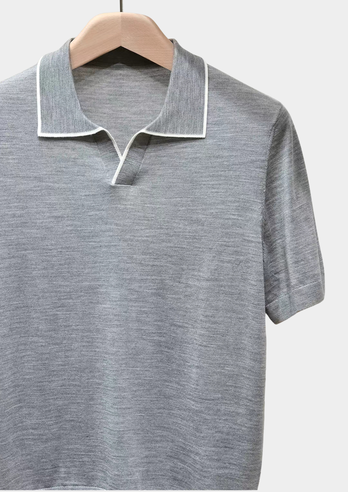 Ellis Light Gray Lightweight Polo Shirt | Auremmont