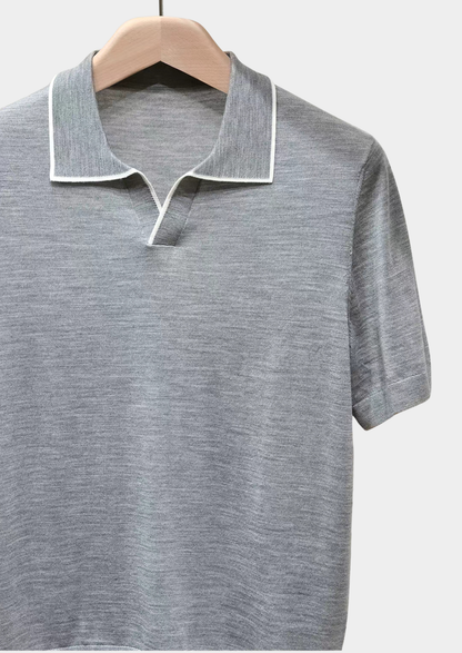 Ellis Light Gray Lightweight Polo Shirt | Auremmont