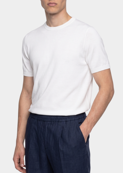 Essential White Knitted Crewneck T-Shirt | Auremmont