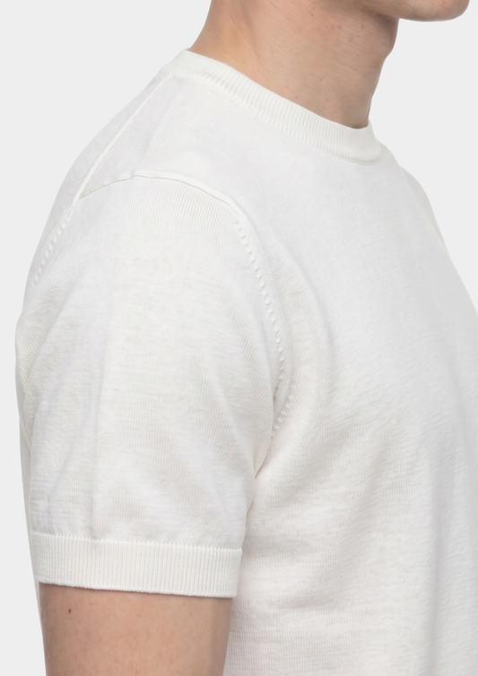 Essential White Knitted Crewneck T-Shirt | Auremmont