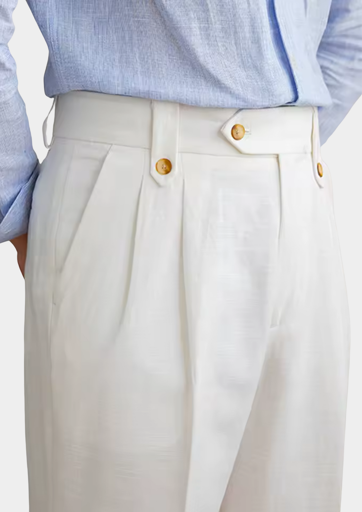 Cagliari Pleated Coastal Trousers - White | Auremmont