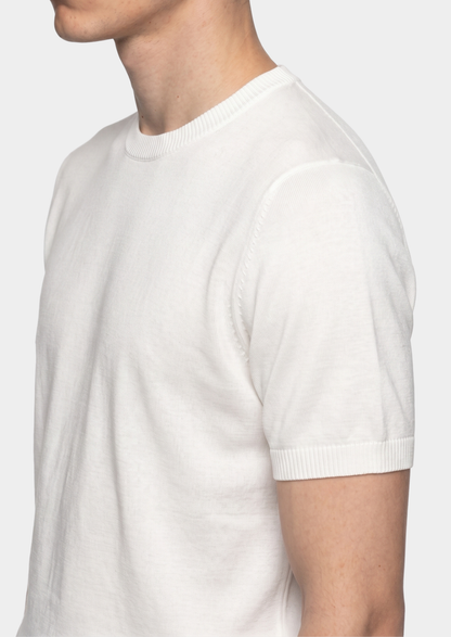 Essential White Knitted Crewneck T-Shirt | Auremmont