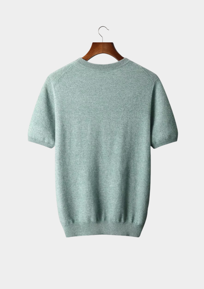 Premium Cashmere Classic Crewneck T-Shirt - Verdant Slate | Auremmont