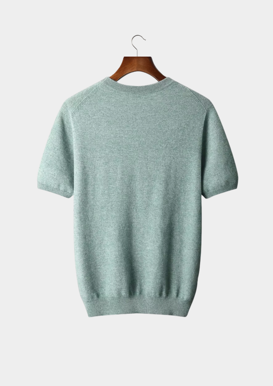 Premium Cashmere Classic Crewneck T-Shirt - Verdant Slate | Auremmont