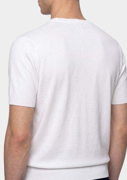 Essential White Knitted Crewneck T-Shirt | Auremmont