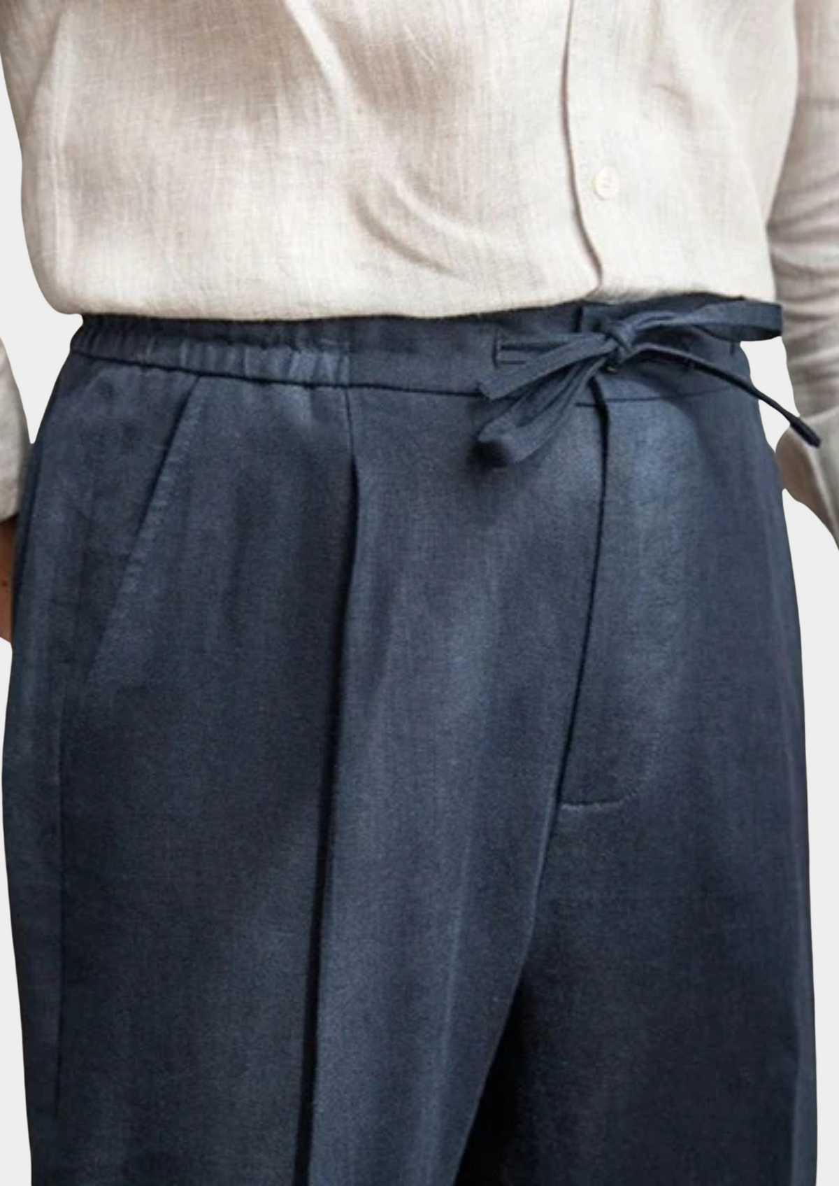 Drawstring Coastal Trousers - Navy Blue | Auremmont