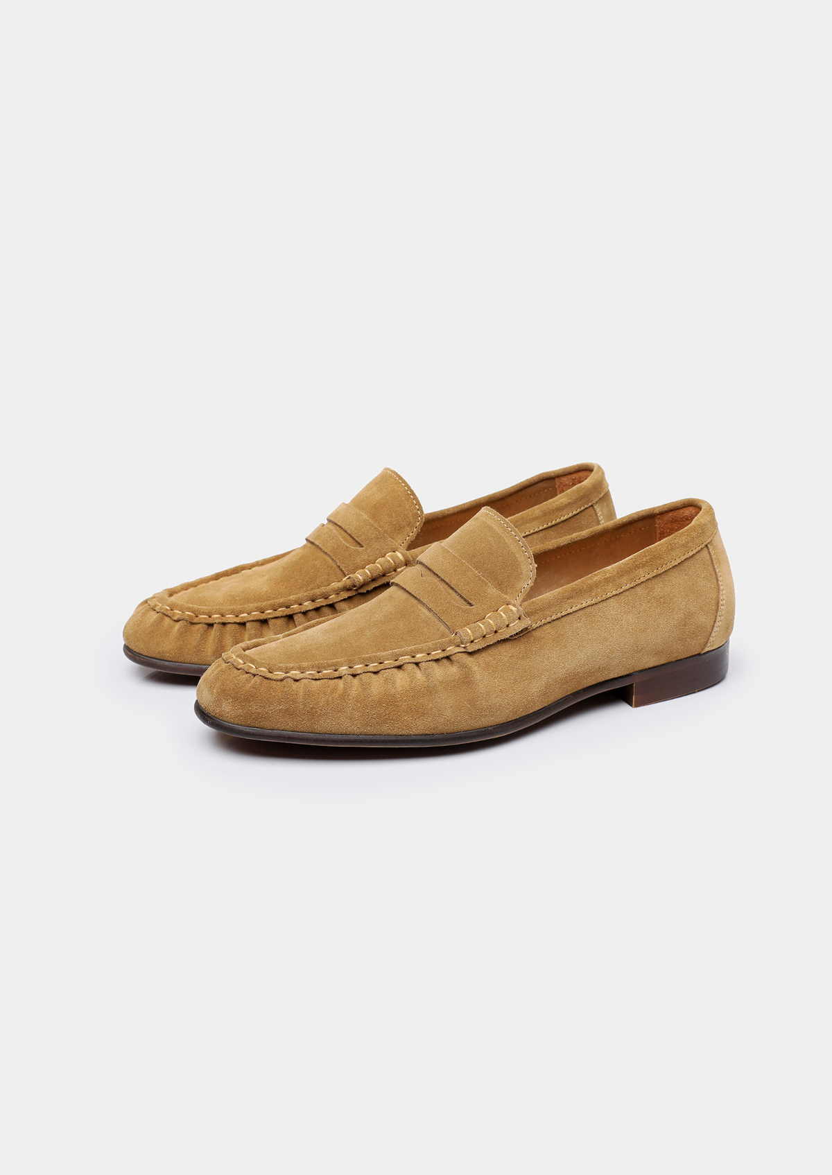 Caramel Classic Penny Suede Loafers | Auremmont