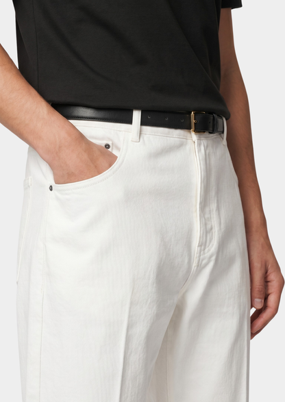Essential White Straight Leg Denim Trousers | Auremmont