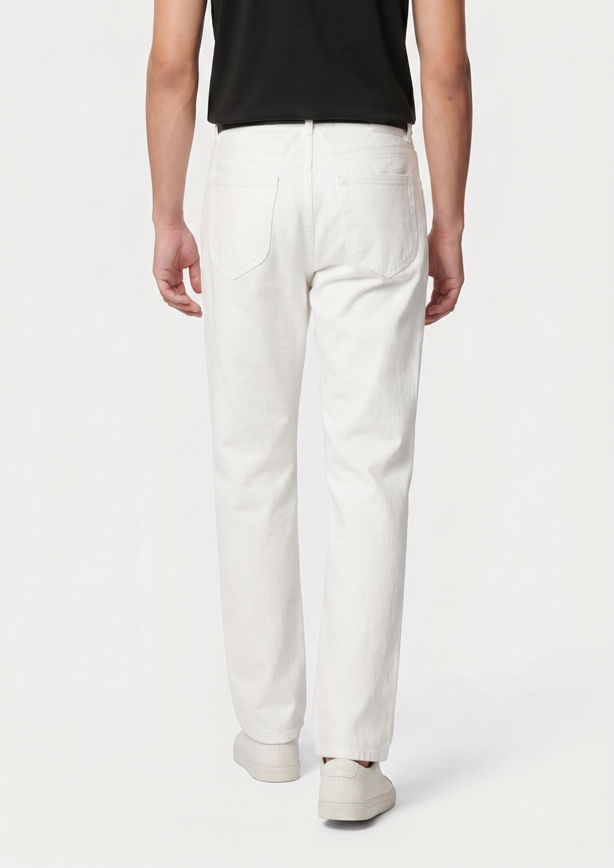 Essential White Straight Leg Denim Trousers | Auremmont