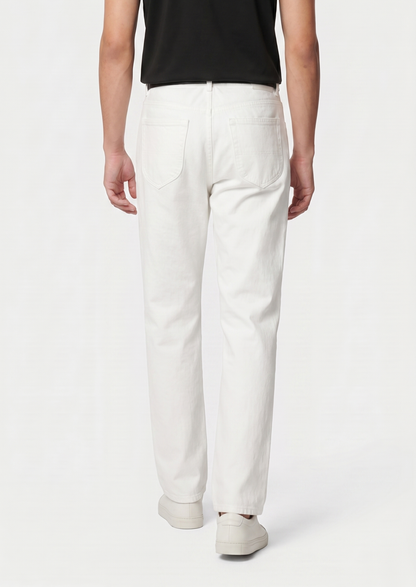 Essential White Straight Leg Denim Trousers | Auremmont