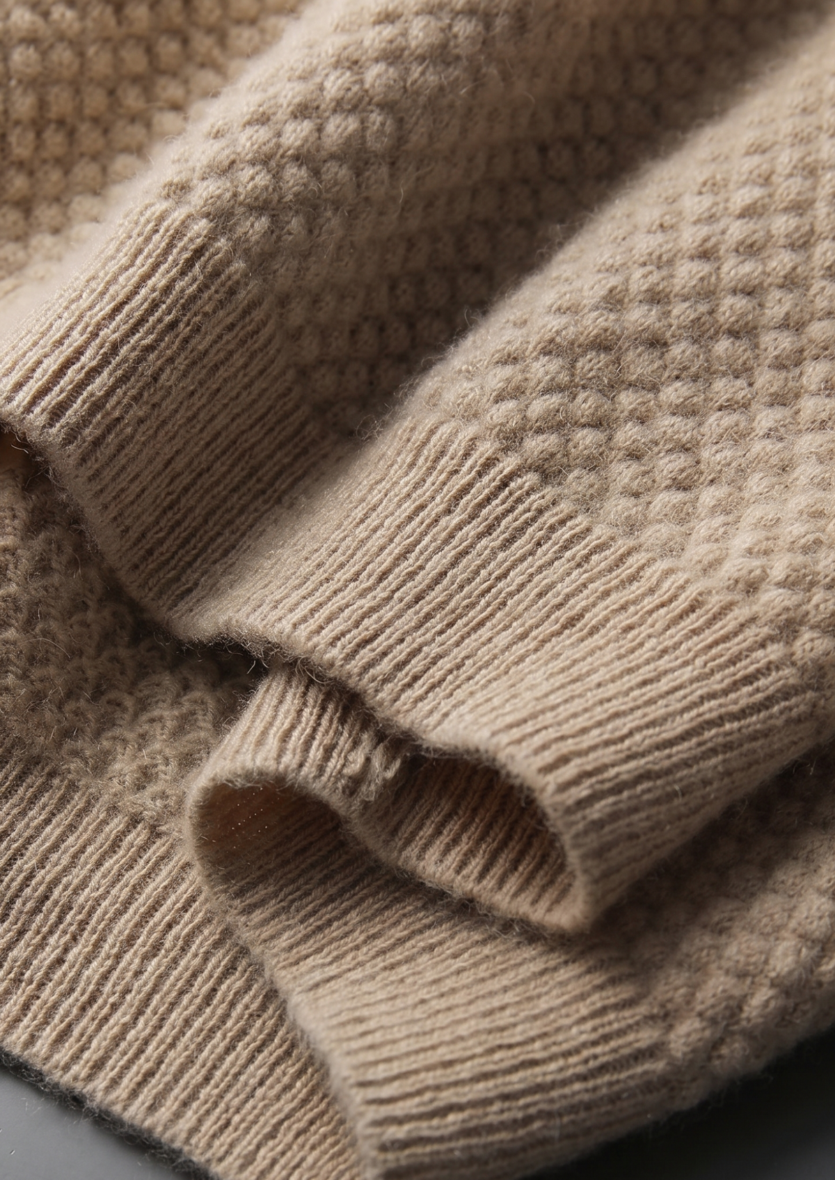 Premium Cashmere Beige Two-Tone Polo | Auremmont