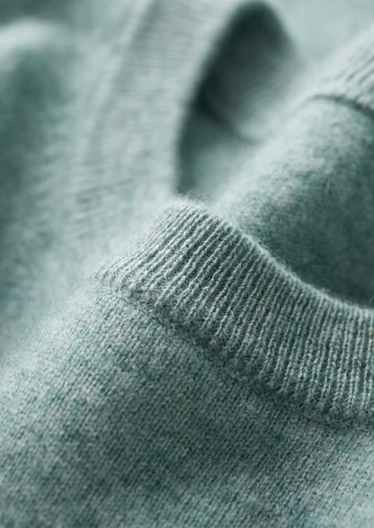 Premium Cashmere Classic Crewneck T-Shirt - Verdant Slate | Auremmont