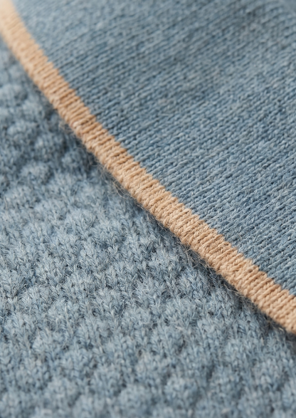 Premium Cashmere Sea Blue Two-Tone Polo | Auremmont