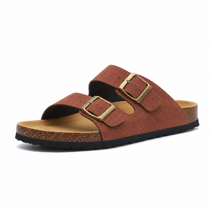 Maibulun Suede Arizona Sandals - Chestnut | Auremmont