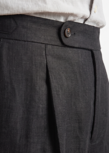 Tuscany Pleated Coastal Trousers - Black | Auremmont