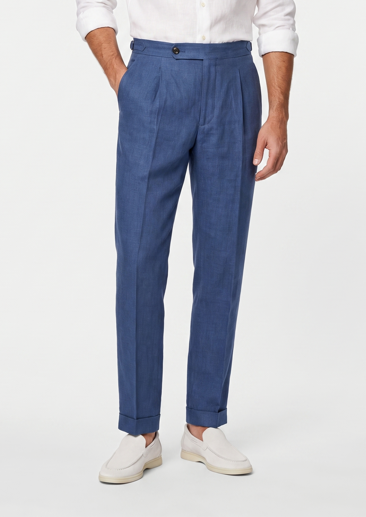 Tuscany Pleated Coastal Trousers - Blue | Auremmont