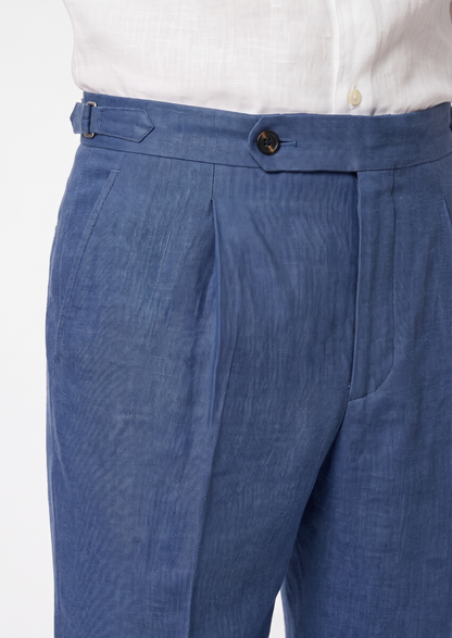 Tuscany Pleated Coastal Trousers - Blue | Auremmont