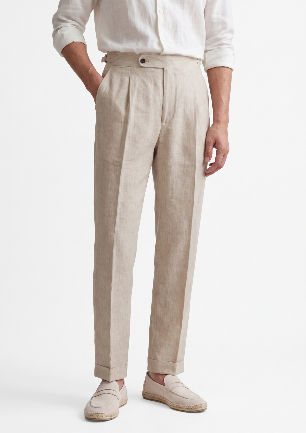 Tuscany Pleated Coastal Trousers - Ivory | Auremmont
