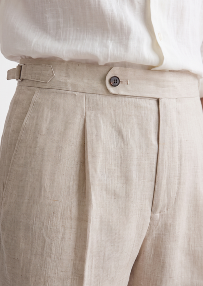 Tuscany Pleated Coastal Trousers - Ivory | Auremmont